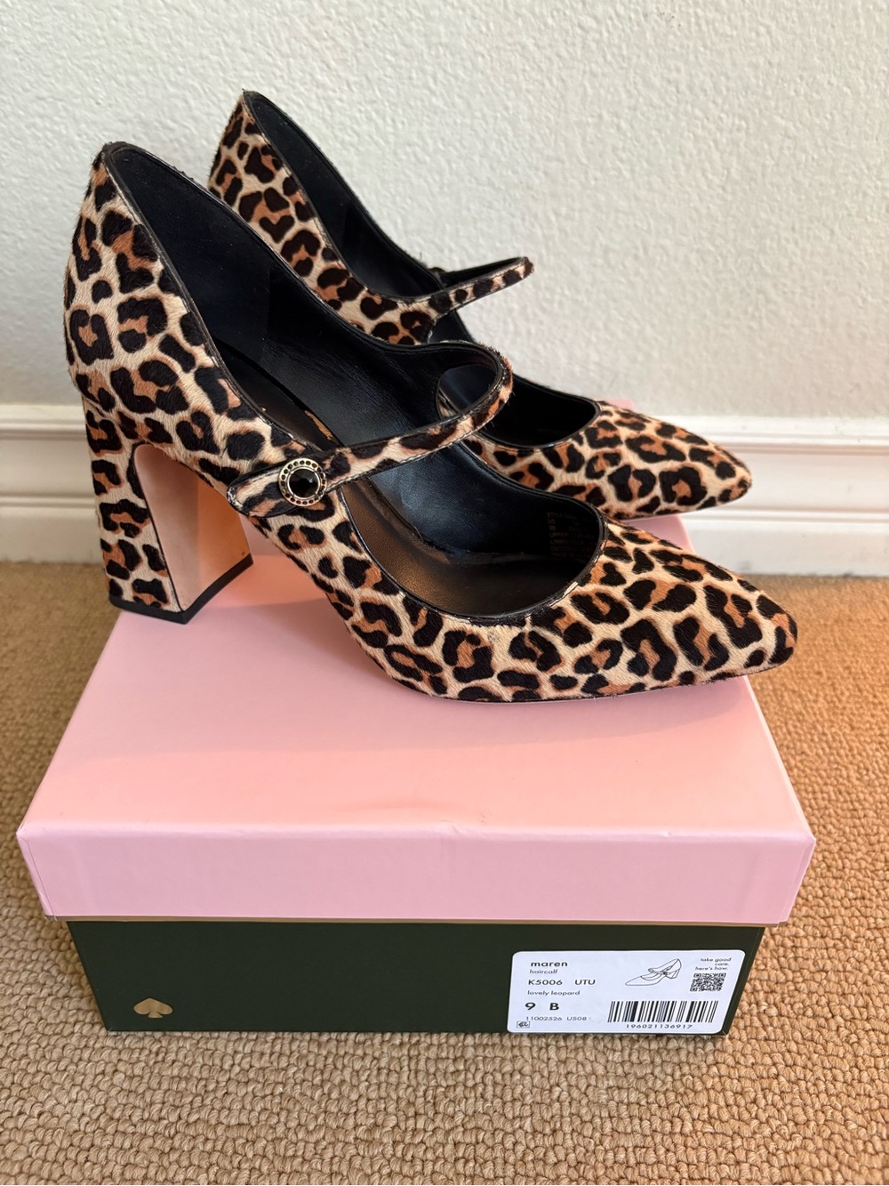 EUC Kate Spade Marin Haircalf Lovely Leopard Mary Jane Block Heel Pumps, S 9B